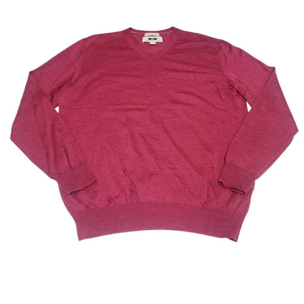 Joseph Abbound Extra Fine Merino Wool Sweater Men's Large Rasberry Red